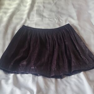 Frenchi Womens Elastic Waist Dark Brown Lined Shimmer Mini Skirt, Size: L